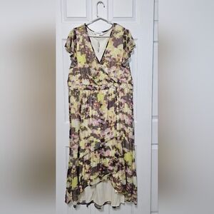 Addition Elle Asymmetrical Floral Dress - Multicolor